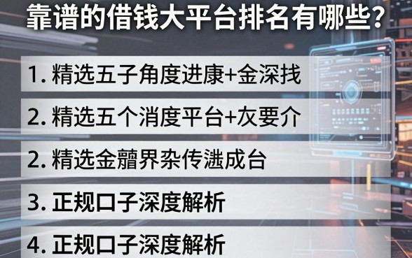 靠谱的借钱大平台排名有哪些？精选五个正规口子深度解析