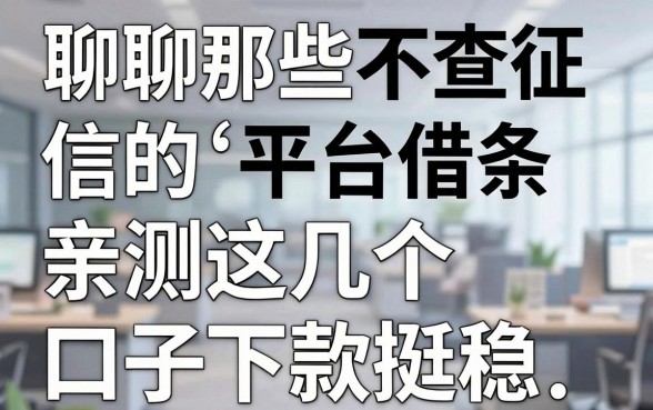 聊聊那些不查征信的平台借条借钱路子，亲测这几个口子下款挺稳