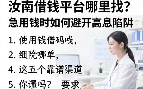 汝南借钱平台哪里找？急用钱时如何避开高息陷阱，这五个靠谱渠道你知道吗？