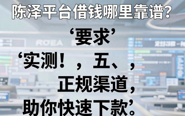 陈泽平台借钱哪里靠谱？实测五大正规渠道助你快速下款