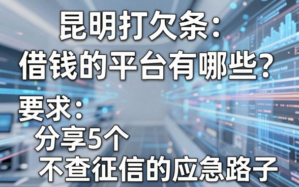 昆明打欠条借钱的平台有哪些？分享5个不查征信的应急路子