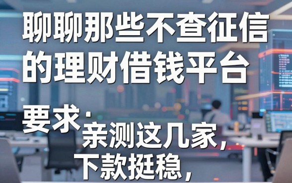 聊聊那些不查征信的理财借钱平台，亲测这几家下款挺稳