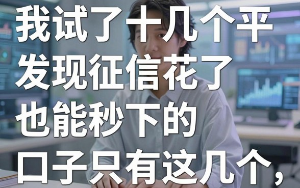 我试了十几个平台，发现征信花了也能秒下的口子只有这几个