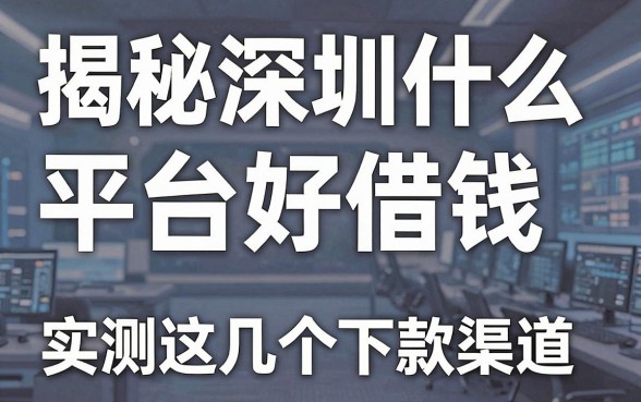 揭秘深圳什么平台好借钱，实测这几个下款渠道