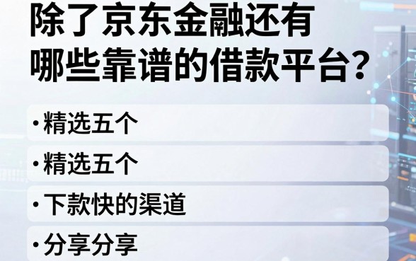 除了京东金融还有哪些靠谱的借款平台？精选五个下款快的渠道分享