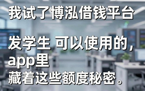 我试了博泓借钱平台,发现大学生可以使用的app里藏着这些额度秘密