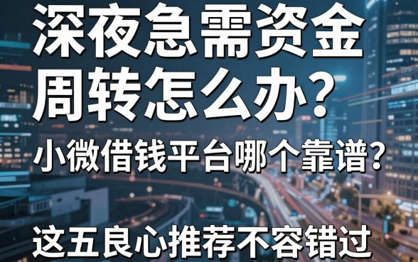 深夜急需资金周转怎么办?小微借钱平台哪个靠谱?这五款良心推荐不容错过!