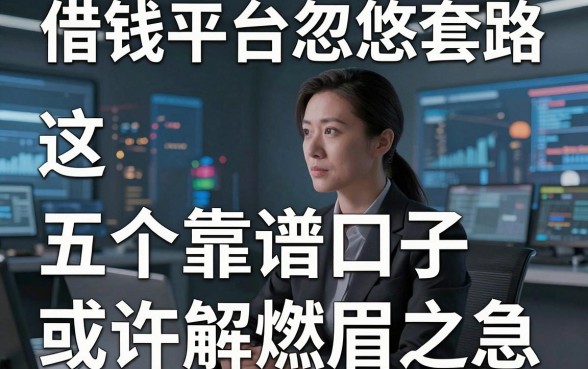 揭秘借钱平台忽悠套路，这五个靠谱口子或许能解燃眉之急
