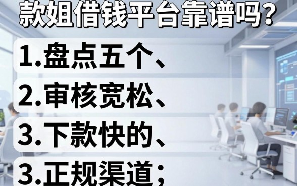 款姐借钱平台靠谱吗？盘点五个审核宽松、下款快的正规渠道
