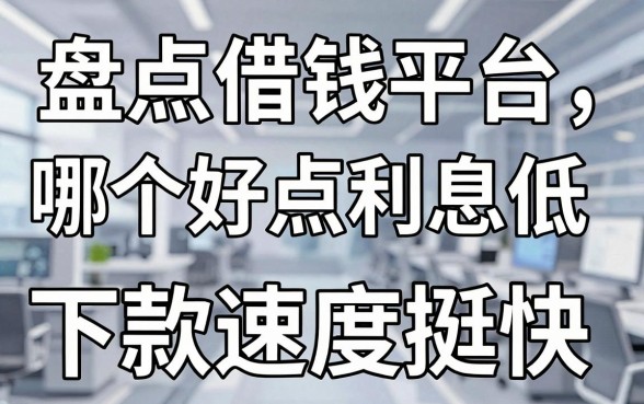 盘点借钱平台哪个好点利息低,这几个下款速度挺快