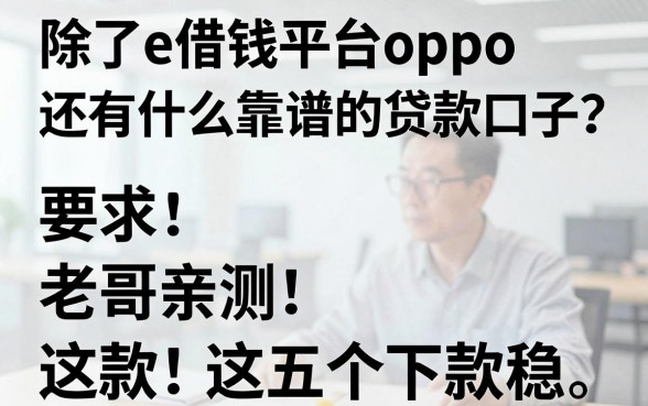 除了e借钱平台oppo，还有什么靠谱的贷款口子？老哥亲测这五个下款稳