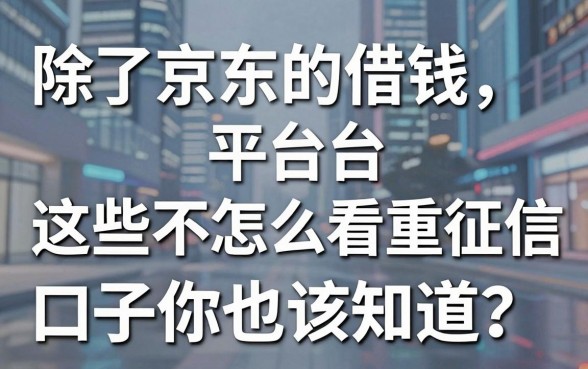 除了京东的借钱平台,这些不怎么看重征信的口子你也该知道