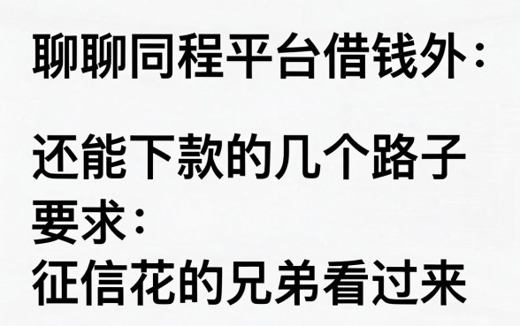 聊聊同程平台借钱以外还能下款的几个路子，征信花的兄弟看过来