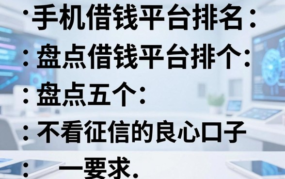 手机借钱平台排名:盘点五个不看征信的良心口子
