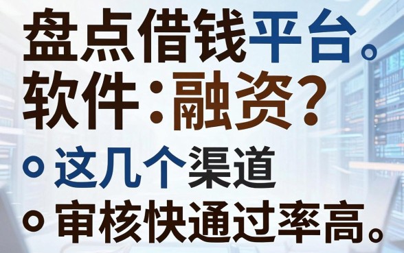 盘点借钱平台软件融资，这几个渠道审核快通过率高