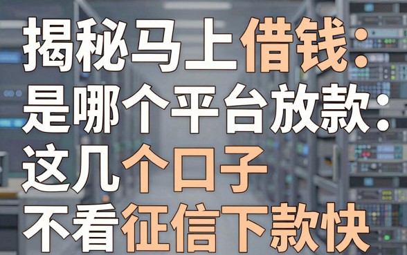 揭秘马上借钱是哪个平台放款，这几个口子不看征信下款快