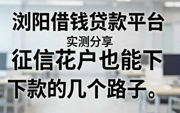 浏阳借钱贷款平台实测分享：征信花户也能下款的几个路子