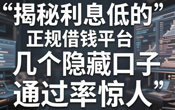 揭秘利息低的正规借钱平台，这几个隐藏口子通过率惊人