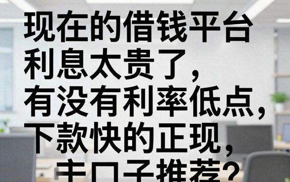现在的借钱平台利息太贵了，有没有利率低点、下款快的正规口子推荐？