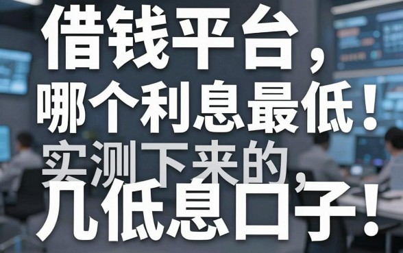 揭秘借钱平台哪个利息最低：实测下来的几个低息口子