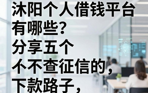 沭阳个人借钱平台有哪些？分享五个不查征信的下款路子