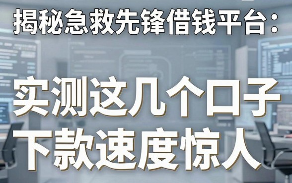 揭秘急救先锋借钱平台：实测这几个口子下款速度惊人