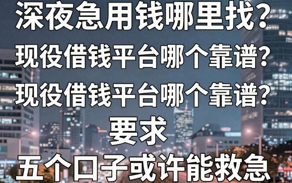 深夜急用钱哪里找？现役借钱平台哪个靠谱？这五个口子或许能救急