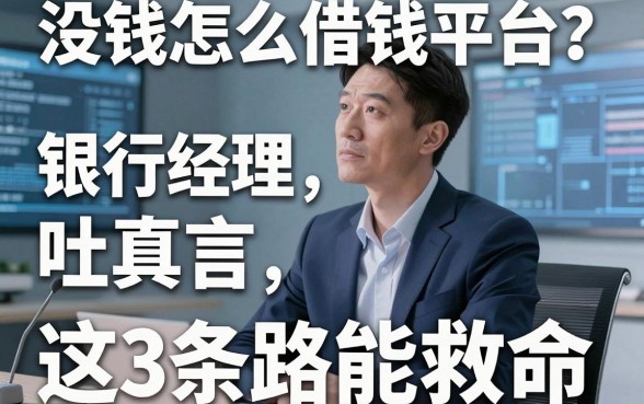 没钱怎么借钱平台？银行经理酒后吐真言，这3条路能救命