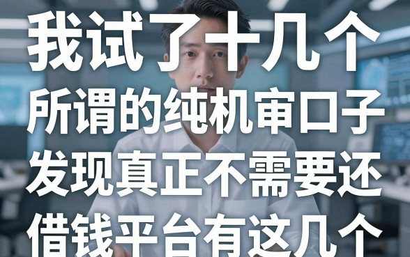 我试了十几个所谓的纯机审口子，发现真正不需要中介还能下款的借钱平台只有这几个