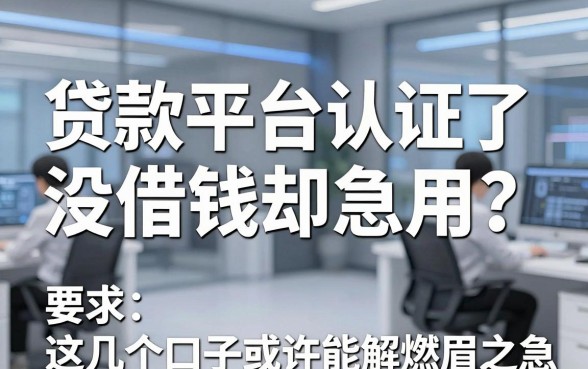 贷款平台认证了没借钱却急用？这几个口子或许能解燃眉之急