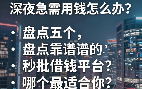 深夜急需用钱怎么办？盘点五个靠谱的秒批借钱平台，哪个最适合你？