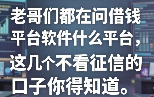 老哥们都在问借钱平台软件是什么平台，这几个不看征信的口子你得知道
