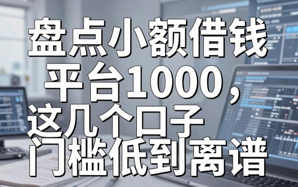 盘点小额借钱平台1000，这几个口子门槛低到离谱