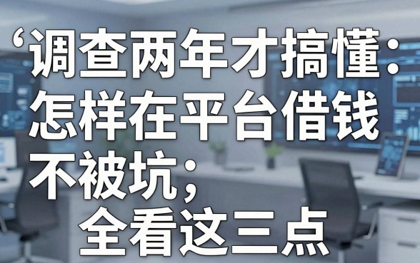 调查两年才搞懂：怎样在平台借钱不被坑，全看这三点