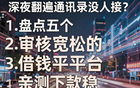 深夜翻遍通讯录没人接？盘点五个审核宽松的借钱平台，亲测下款稳