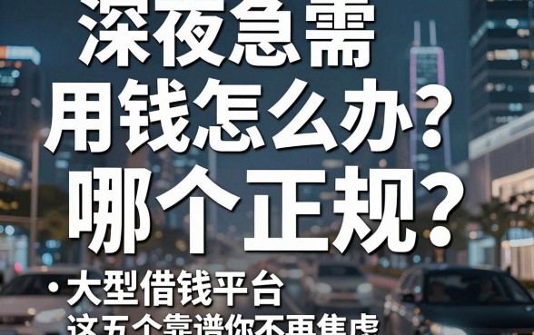 深夜急需用钱怎么办？大型借钱平台哪个正规？这五个靠谱选择让你不再焦虑