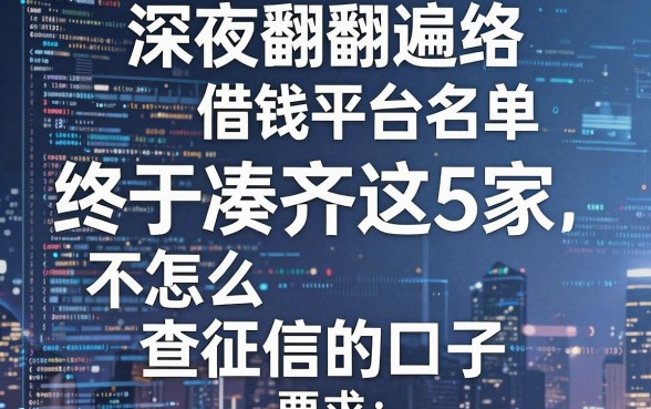 深夜翻遍网络借钱平台名单，终于凑齐这5家不怎么查征信的口子