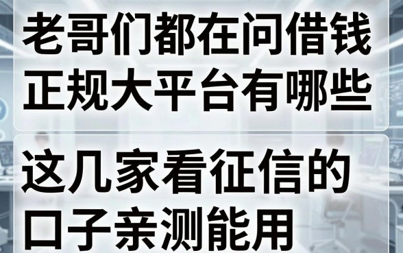 老哥们都在问借钱正规大平台有哪些，这几家不看征信的口子亲测能用