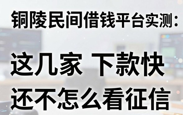 铜陵民间借钱平台实测：这几家下款快还不怎么看征信