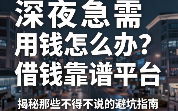深夜急需用钱怎么办？从贷款平台借钱靠谱吗？揭秘那些不得不说的避坑指南