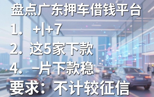 盘点广东押车借钱平台，这5家下款稳不计较征信