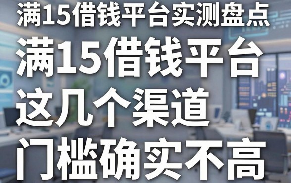 满15借钱平台实测盘点，这几个渠道门槛确实不高