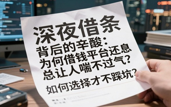 深夜借条背后的辛酸：为何借钱平台还息总让人喘不过气？如何选择才不踩坑？