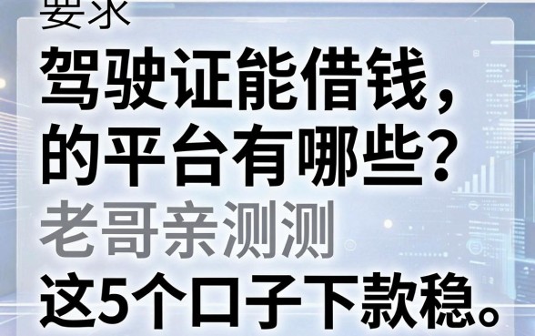 驾驶证能借钱的平台有哪些？老哥亲测这5个口子下款稳