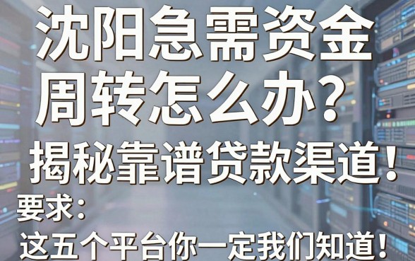 沈阳急需资金周转怎么办？揭秘靠谱贷款渠道，这五个平台你一定要知道！