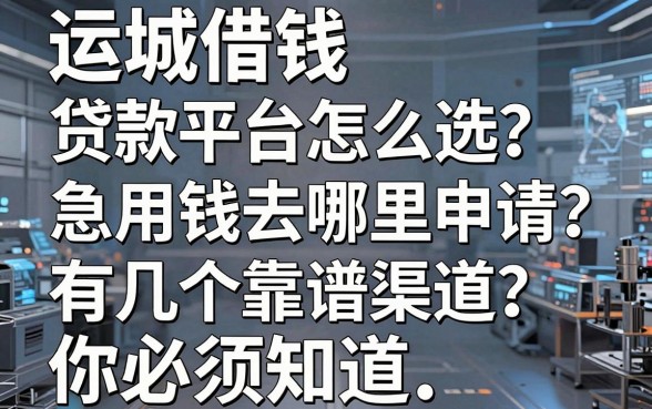运城借钱贷款平台怎么选？急用钱去哪里申请？这几个靠谱渠道你必须知道