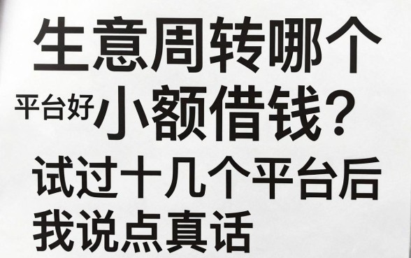 生意周转哪个平台好小额借钱？试过十几个平台后我说点真话