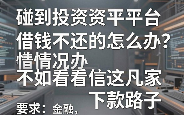 碰到投资平台借钱不还的情况怎么办？不如看看这几家不查征信的下款路子