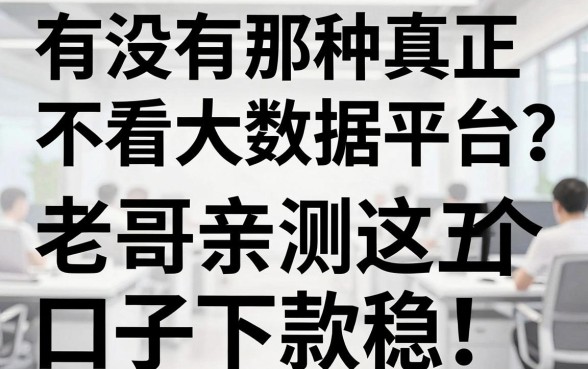 有没有那种真正不看大数据的借款平台？老哥亲测这五个口子下款稳
