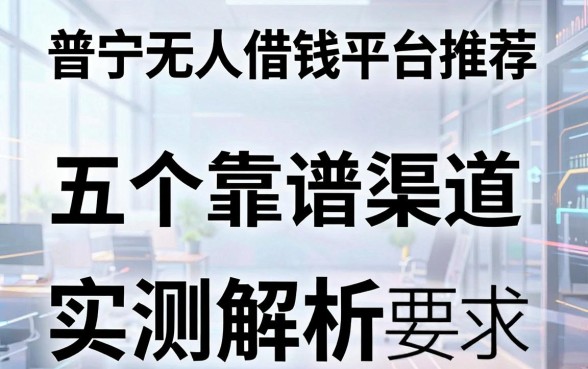 普宁无人借钱平台推荐：五个靠谱渠道实测解析